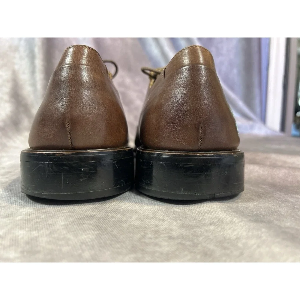 Fratelli Select Men's 11M Brown Leather Oxford Dress Shoes Square Toe Lace Up